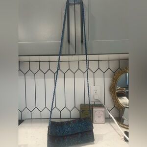 Handcrafted Beaded Clutch - Blue and Green